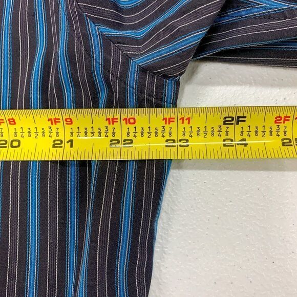 Hugo Boss Dress Shirt Mens 15.75 40 Black Blue Stripe Business Casual‎ Designer - Picture 9 of 11